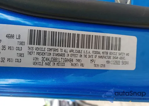 2020 Jeep Compass Latitude 4X4 z USA, uszkodzony, nr VIN 3C4NJDBB1LT160484